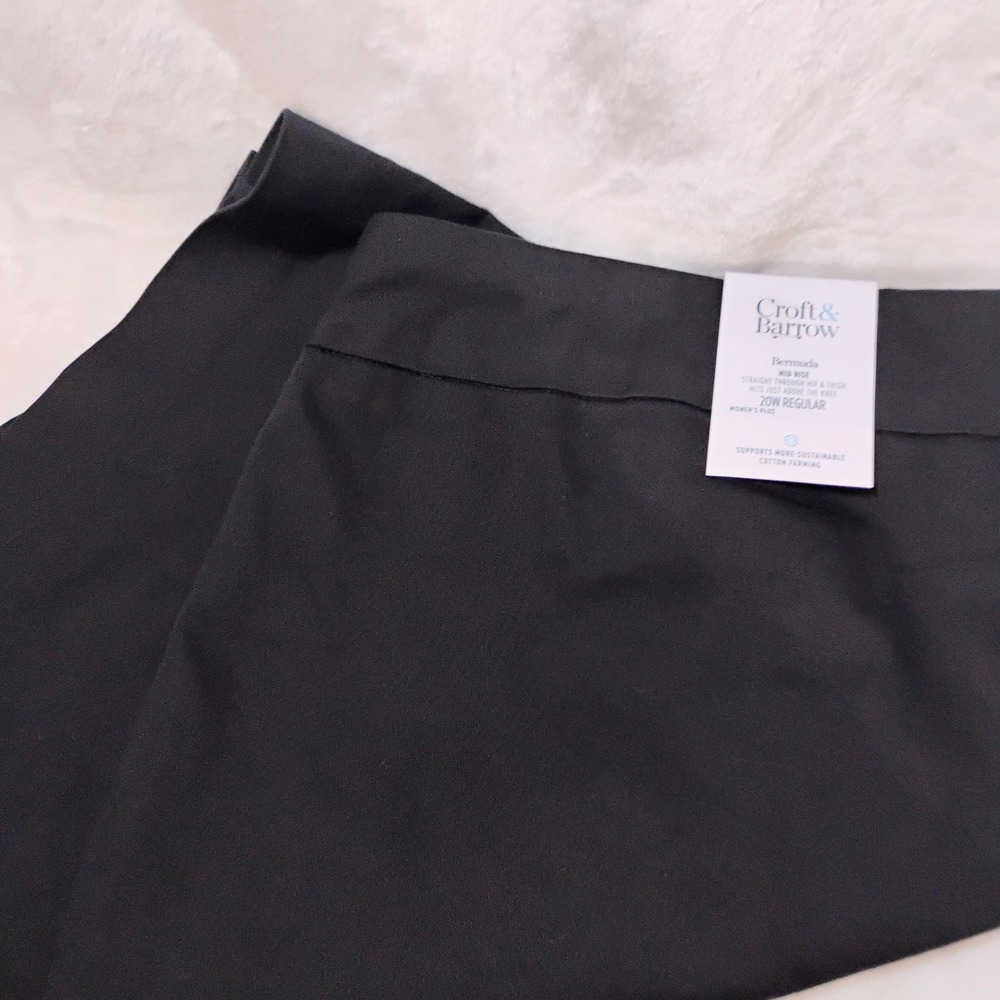 Croft & Barrow Effortless Stretch Bermuda Shorts Black Plus Size 20 22 W New V